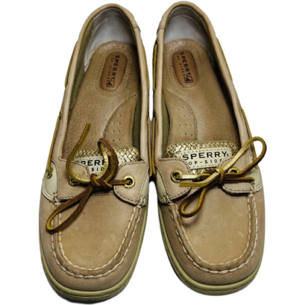 Sperry Metallic Glitter Gold Tan Angelfish TopSider Boat Shoes Loafers sz 8.5 - Picture 5 of 8